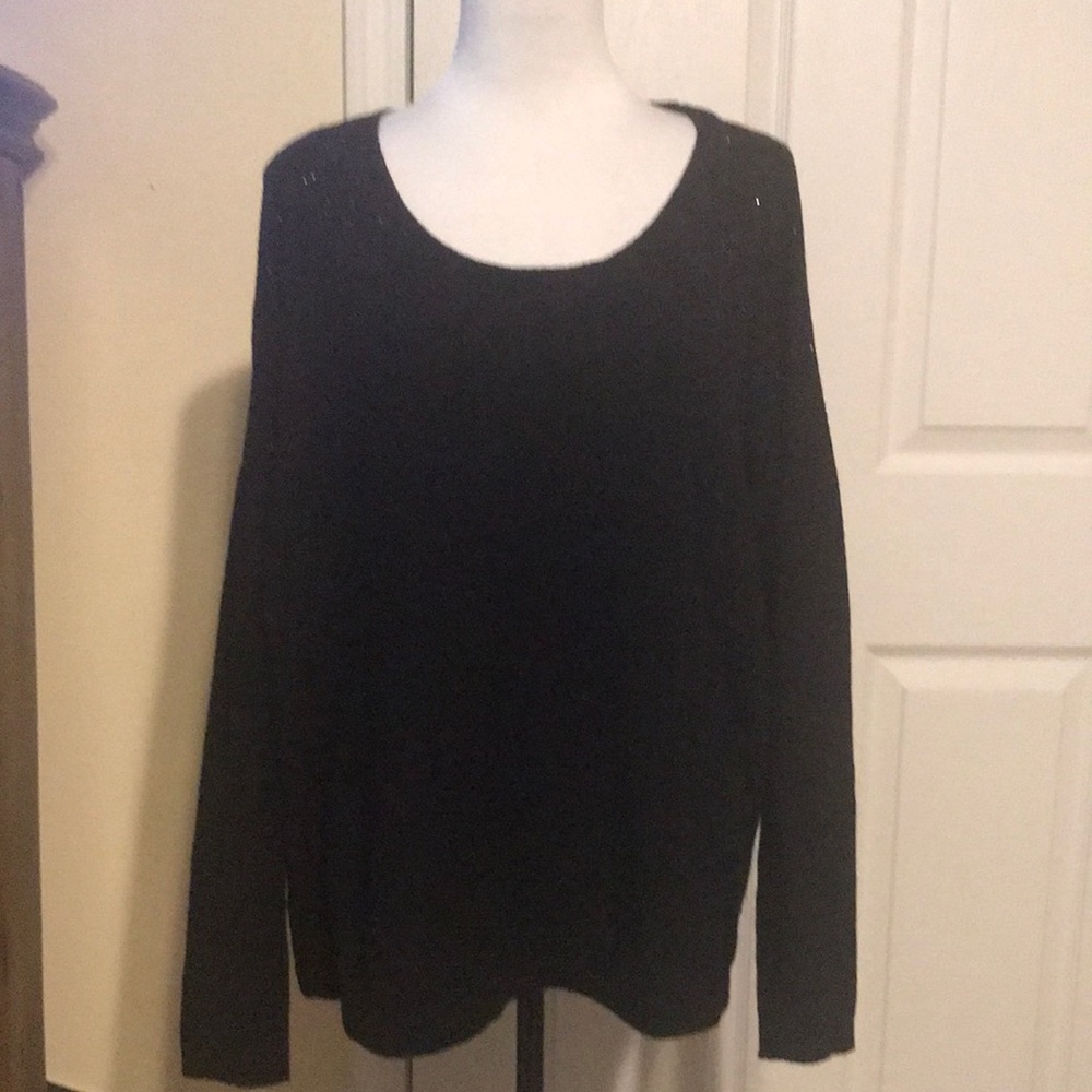 XL black sweater with crystal shoulder detail